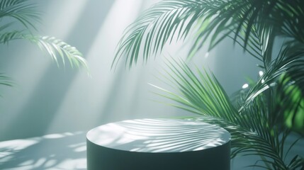Fototapeta premium Serene setting with plants and soft lighting.