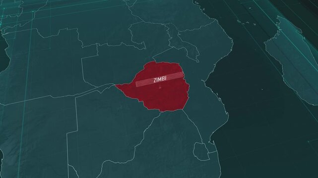 Zoom in to the map of Zimbabwe, with text and textless