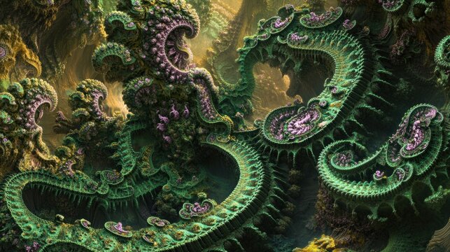 Intricate Fractal Landscape: A mesmerizing dance of mathematics and nature
