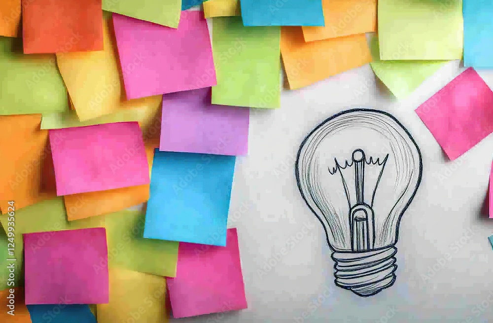 Poster ignite ideas: brainstorming techniques with colorful sticky notes for creative problem solving and e