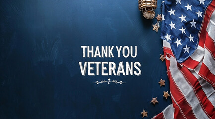 Patriotic Tribute Honoring Veterans with American Flag and Thank You Message