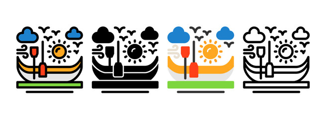 Naklejka premium Set of Canoe Icon