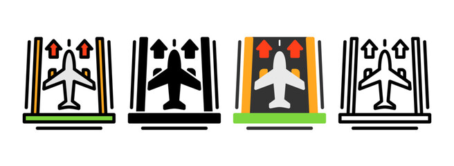 Set of Airport runway Icon