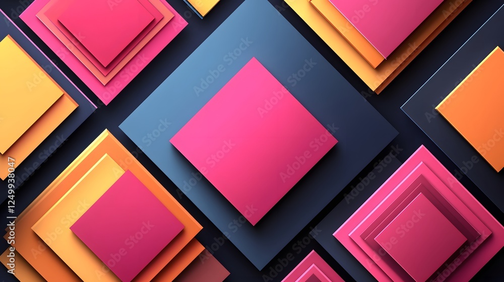 Poster isometric background featuring abstract geometric shapes in 3d cubes design with vibrant colors and 
