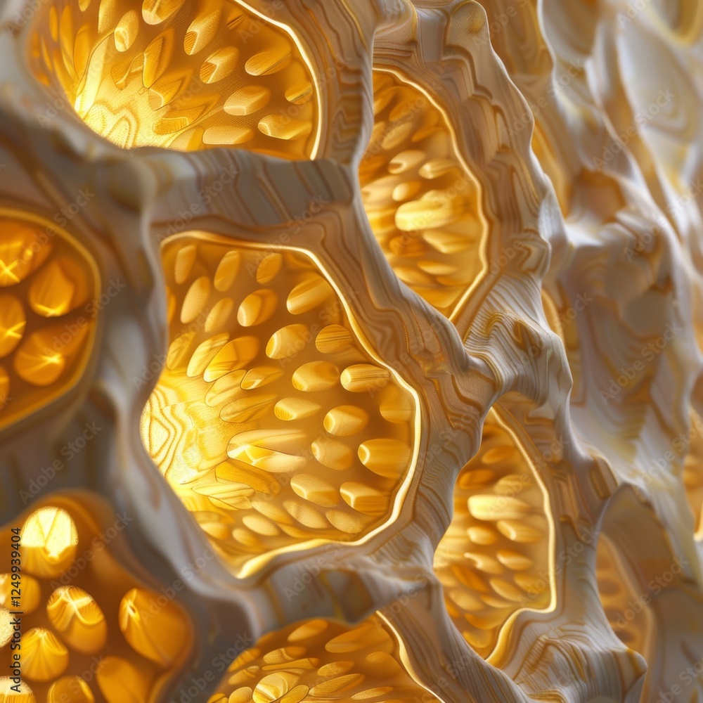 Poster honeycomb harmony: captivating close-up of glowing textured patterns
