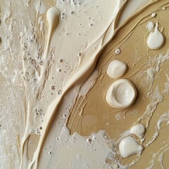 Creamy Beige And Off White Abstract Painting With Flowing Lines