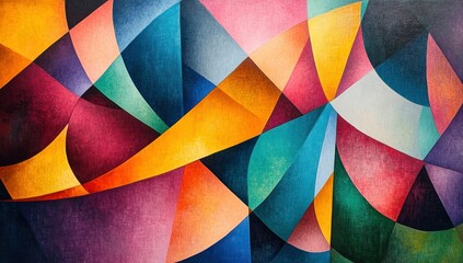 Fototapeta premium Abstract composition of vibrant overlapping geometric shapes
