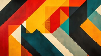 Fototapeta premium This abstract geometric pattern features a colorful array of shapes and lines that create a visually striking composition.