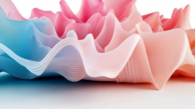 Abstract 3D graph with pastel-colored peaks and valleys, symbolizing data flow, set against a clean, white background