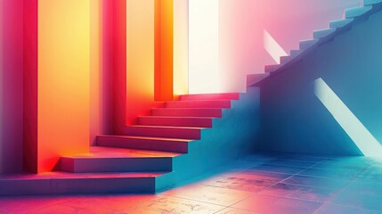 Obraz premium A colorful staircase with a unique design and vibrant colors