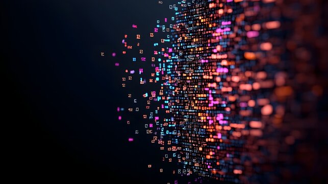 A Vibrant Display of Colorful Data Bits in a Fascinating Digital Representation of Information. Peak Energy, Generation, Optimization Concept