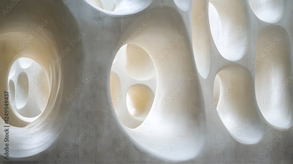 Aufkleber design and form abstract sculptures displayed in a contemporary gallery setting creative wall art an