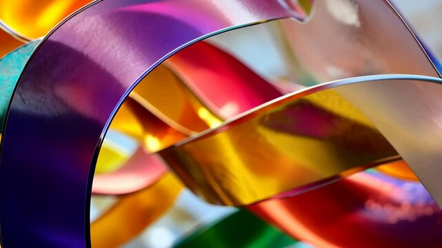 abstract photo of swirling colorful ribbons, dynamic and vibrant, focus on texture and boldness