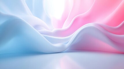 Obraz premium Abstract pink and blue wavy fabric 3D rendering