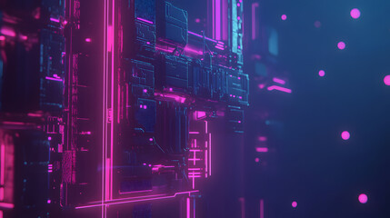 Futuristic cityscape featuring glowing skyscrapers under a vibrant night sky
