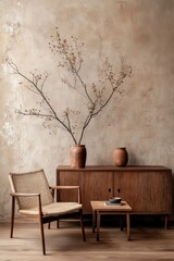 Cozy Minimalist Living Room with Neutral Tones and Natural Decor