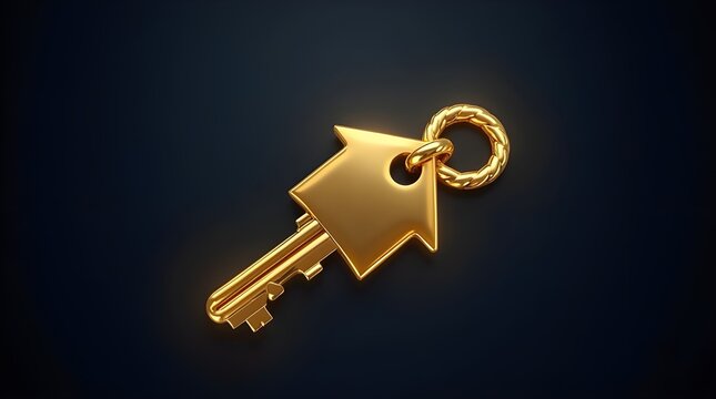 House-Shaped Golden Key: Refinement and Elegance for Real Estate Branding