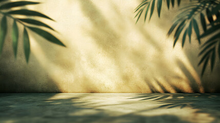 Sunlight filters through lush tropical palm leaves creating a serene jungle scene