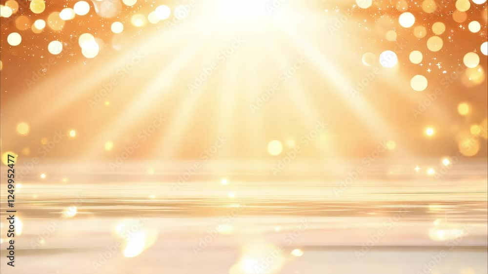 Aufkleber a bright, shimmering background with golden light rays and bokeh effects, creating a warm and ethere