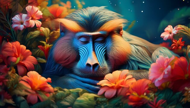schlafender Mandrill