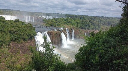 Awe-Inspiring Panoramic Vista of Iguazu Falls, Argentina, Revealing Untamed Beauty