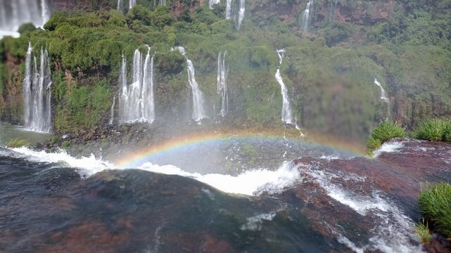 Spectacular Rainbow Over Iguazu Falls, Argentina