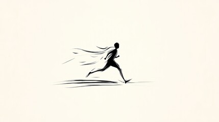 Abstract illustration of a person running swiftly with flowing motion lines against a light background