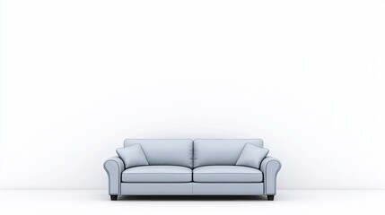 Modern light blue sofa on a clean white background, ideal for interior design showcases
