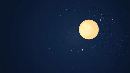 A serene night sky featuring a bright moon surrounded by scattered stars and twinkling lights