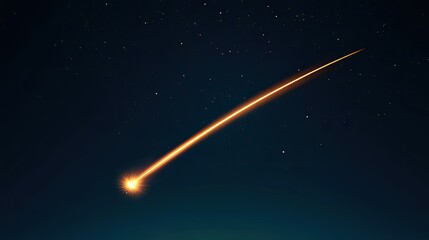 A vibrant meteor streaks across a starry night sky, illuminating the tranquil landscape below