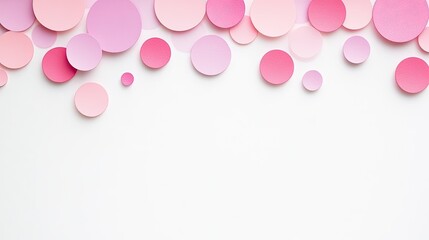 Colorful array of pink and pastel circles arranged on a white background for creative design use