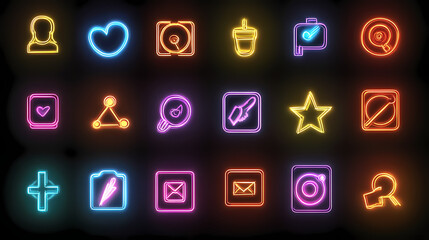 Glowing social media icons in a digital layout. ai generated image. Futuristic Religious Icons. Illustration