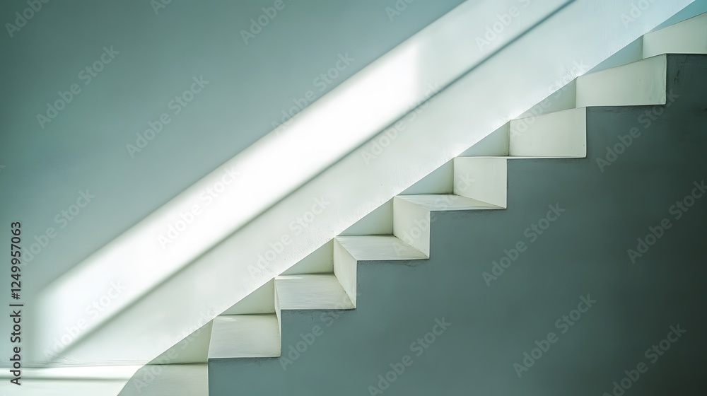 Aufkleber artwork simplification minimalist abstract pieces showcasing a white staircase with light streaming 