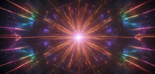 Colorful laser lights creating a kaleidoscope effect on a wall, party lighting schemes, wall illumination, colorful reflections