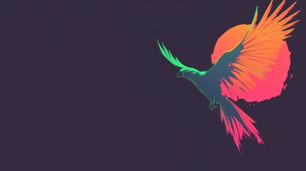 Fototapeta premium A Parrot in Flight Against a Sunset Background