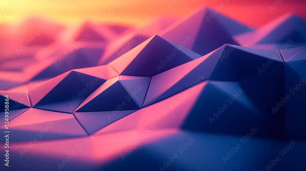 Poster artistic polygons an artistic arrangement of polygons featuring vibrant colors and 3d cubes against 