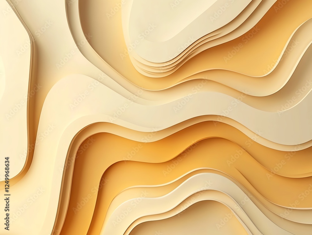Poster abstract layering in warm tones showcasing undulating patterns and textures on a beige background