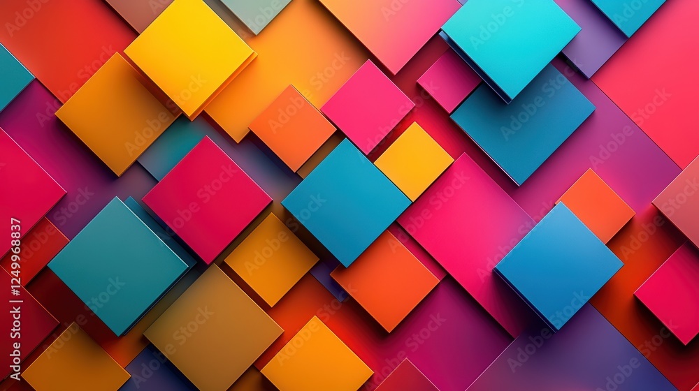 Aufkleber vibrant, colorful overlapping squares create dynamic pattern. ideal for backgrounds, presentations, 