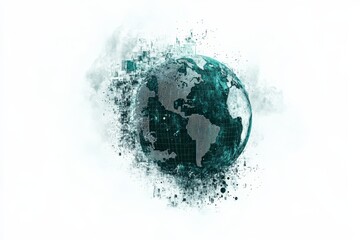 Digital Earth Rendering with Abstract Graphic Elements and Global Data Visualization