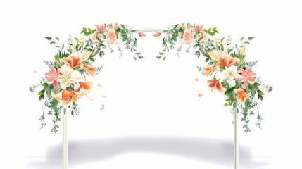 Elegant Floral Arch with Soft Pastel Flowers and Greenery Decor