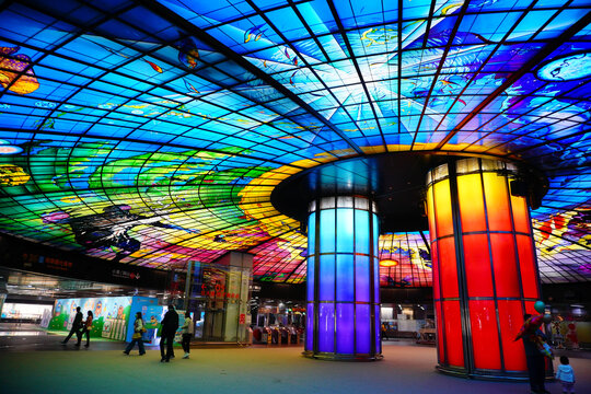 Kaohsiung, Taiwan, Republic of China, 01 25 2024: The landscape of Kaosiung formosa boulevard metro subway station