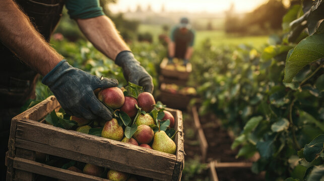 A man is picking fruit from a tree