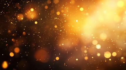 Fototapeta premium Golden bokeh lights sparkle against a dark background. Perfect for celebratory designs, adding a touch of magic and luxury.