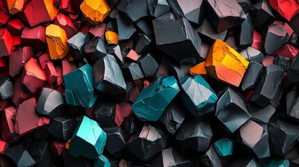 Vibrant Minerals in Contrasting Colors Arranged Artistically in a Textured Display