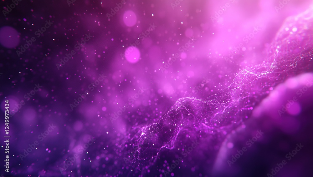 Poster abstract purple energy: glowing particles flow dynamically in a mystical universe, creating a stunni