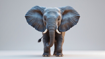 Obraz premium Detailed Elephant Portrait Against Clean Background Showcasing Majestic Features