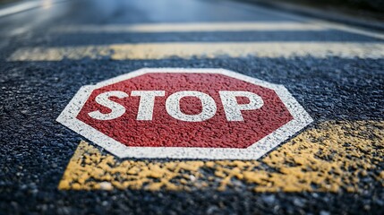 Obraz premium Stop Sign on Asphalt Road Surface
