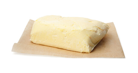 Block of tasty butter isolated on white