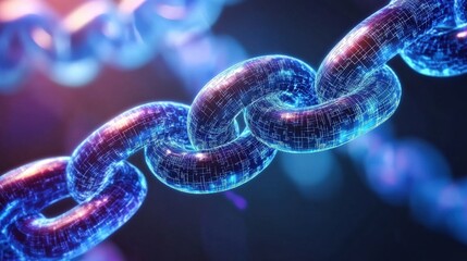 Digital Chain Links Symbolizing Technology and Connection in a Futuristic World