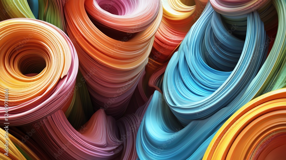 Poster colorful swirling patterns of abstract artwork showcasing vibrant hues and dynamic shapes in a creat